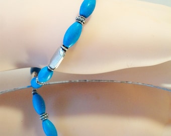 Beaded Turquoise Bangle Bracelet Aqua Beads Southwestern Boho Jewelry Fashion Accessories For Her