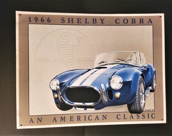 Vintage 1966 Shelby Cobra An American Classic Tin Sign Hutchings 1998 Desperate Enterprises Gift for Him www.etsy.com/shop/ALEXLITTLETHINGS