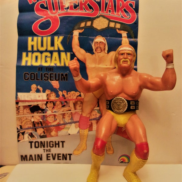 SALE Vintage 1984 Titan Sports WWF Wrestling Hulk Hogan 8 Doll With Belt And Rare Poster Wrestle Mania SALE