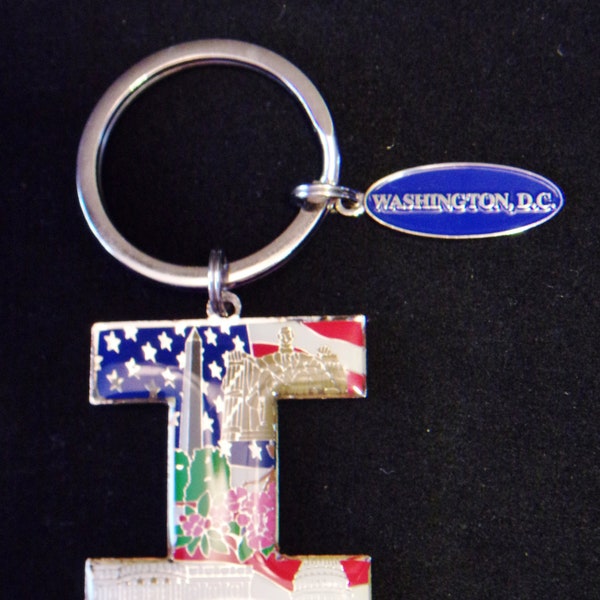Washington DC Keychain Souvenir Key Ring Initial I Letter Unisex Accessories For Her For Him