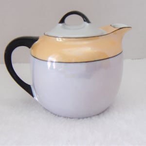 Vintage Lusterware Iridescent Creamer/ Teapot/Creamer Germany Pearl white With Violet Porcelain Orange Black .etsy.com/shop/ALEXLITTLETHINGS image 1