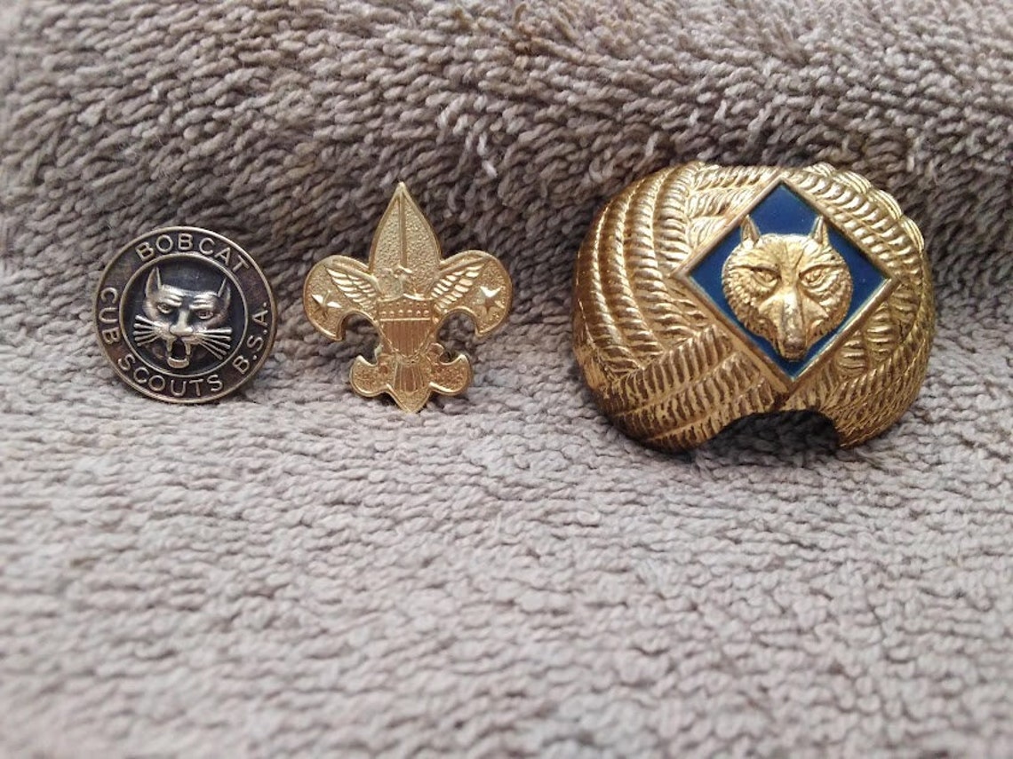 Vintage Lot of Boy Scout Neckerchief Clasp Bobcat Lapel Pin Etsy