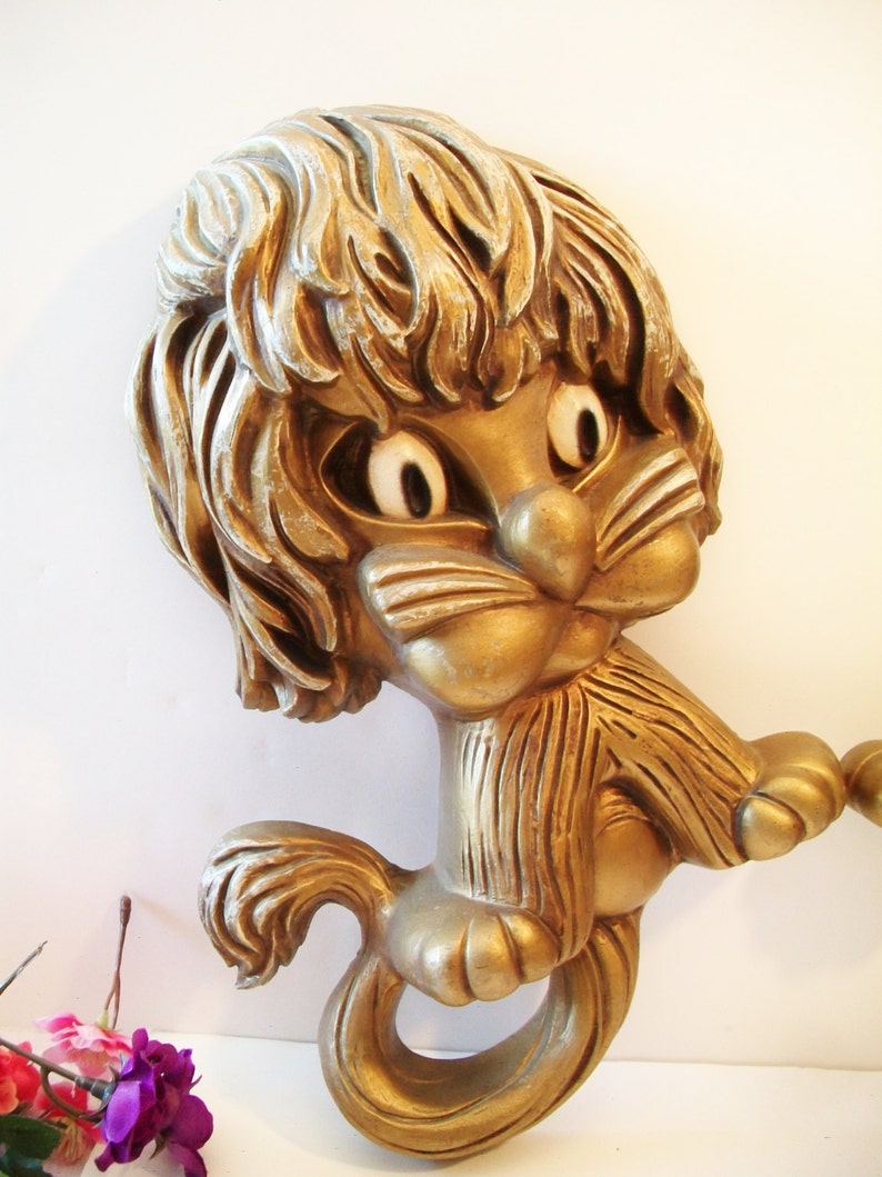 Vintage Homco Gold Lions Wall Decor Kitsch Retro Lion Plaques Etsy