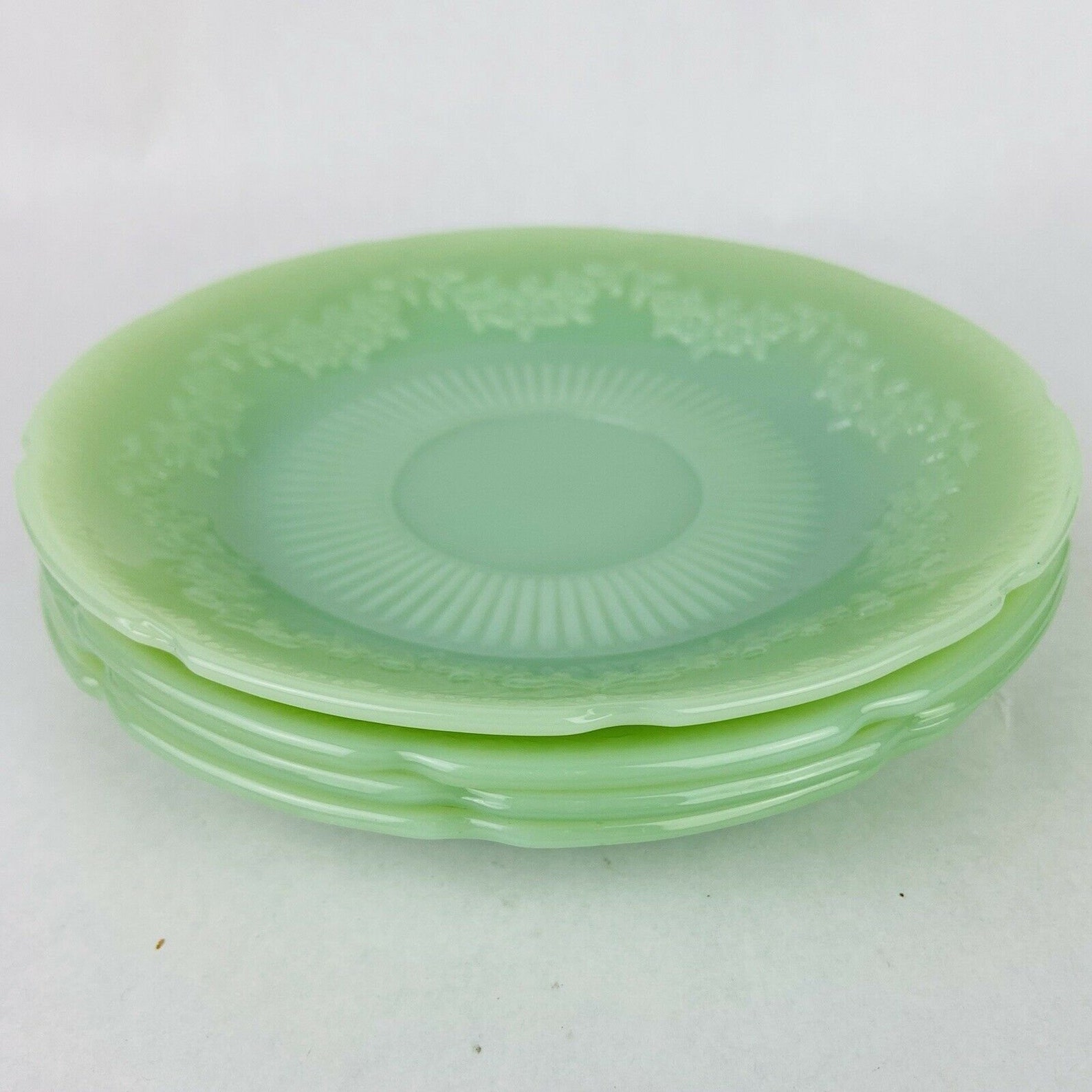 Vintage Fire King Jadeite Alice Floral Pattern Scalloped Edge Etsy