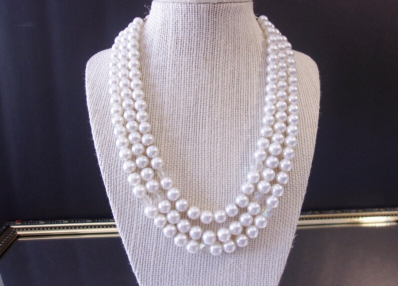 Vintage Multi Strand Pearl Necklace Vintage Wedding Bridal Etsy