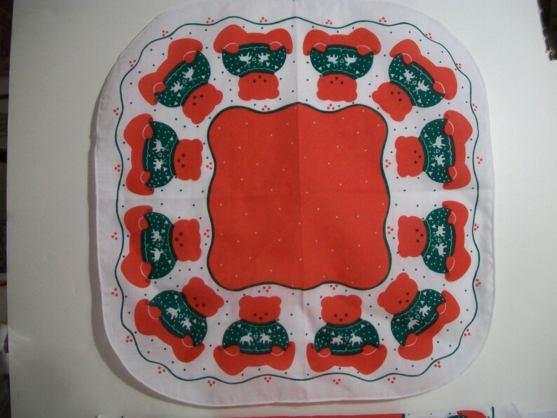 Vintage Christmas Teddy Bear Placemats Retro Entertaining Tea Etsy