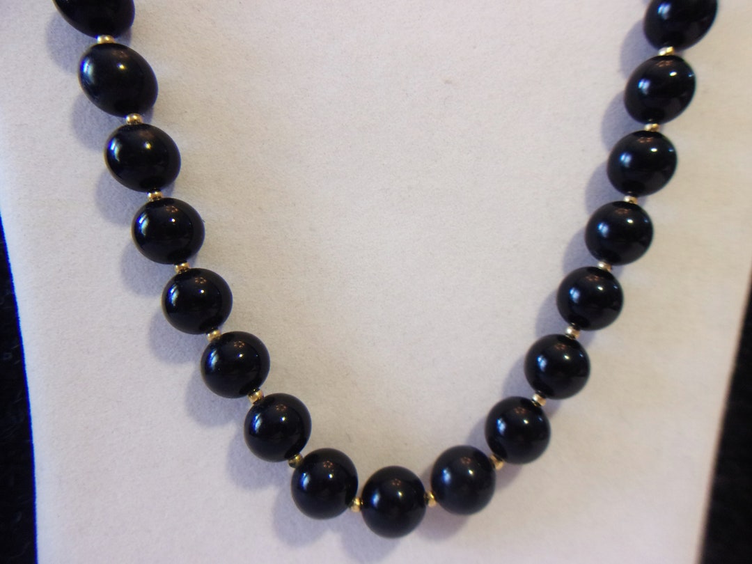 Marvella Black Beaded Necklace Vintage Jewelry Retro Beads - Etsy