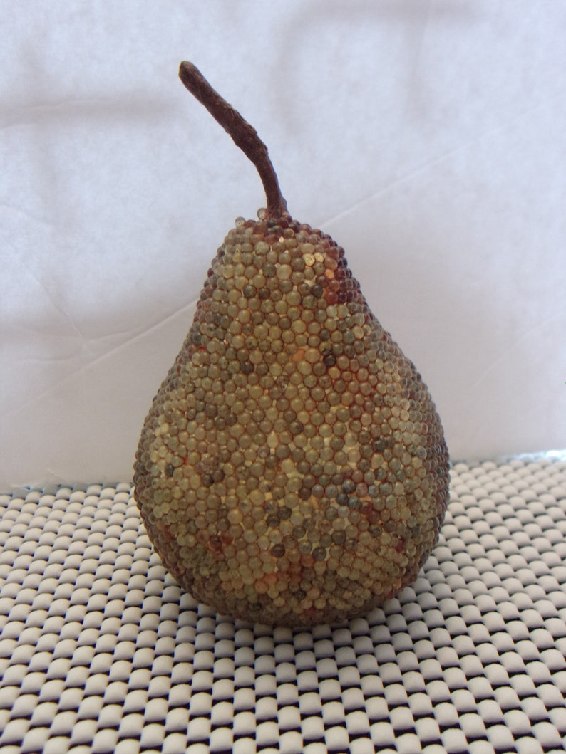 Beaded Pear Sugared Fruit Artificial Crafting Vintage Kitchen Etsy