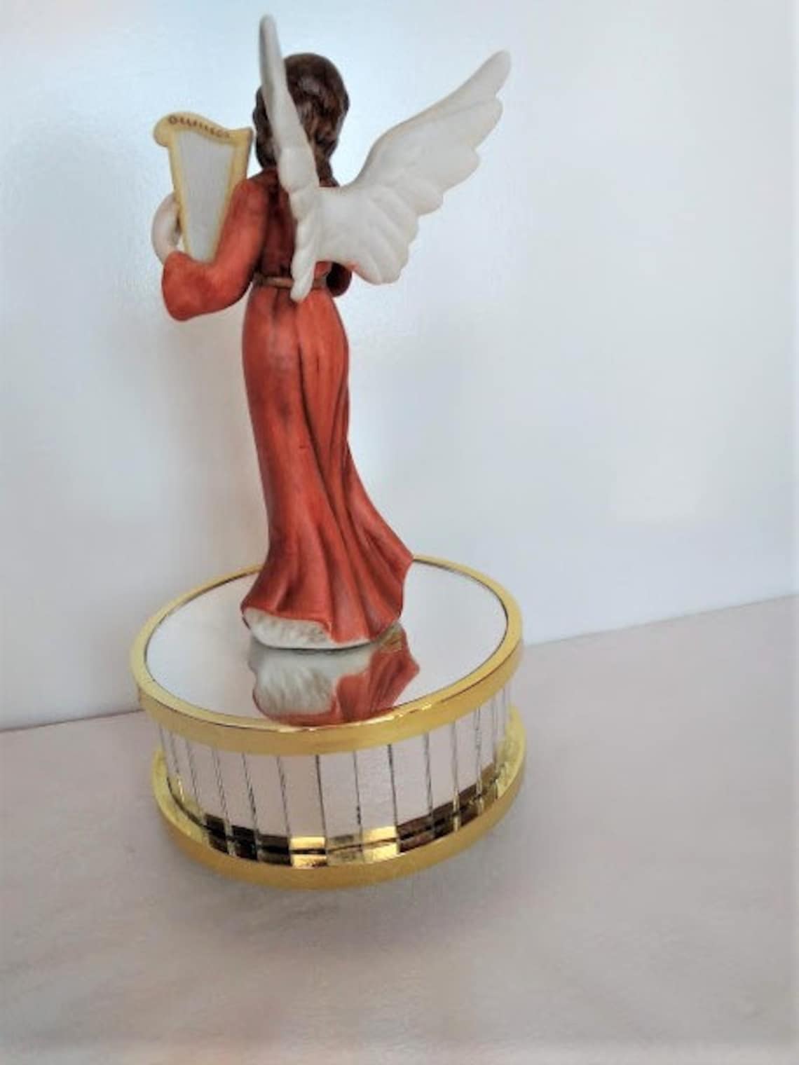 Vintage Lefton Angel Rotating Music Box W Faceted Mirrored Etsy