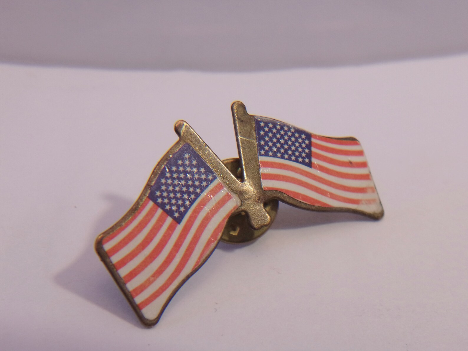 Double American Flag Lapel Pin Patriotic Unisex Jewelry Etsy