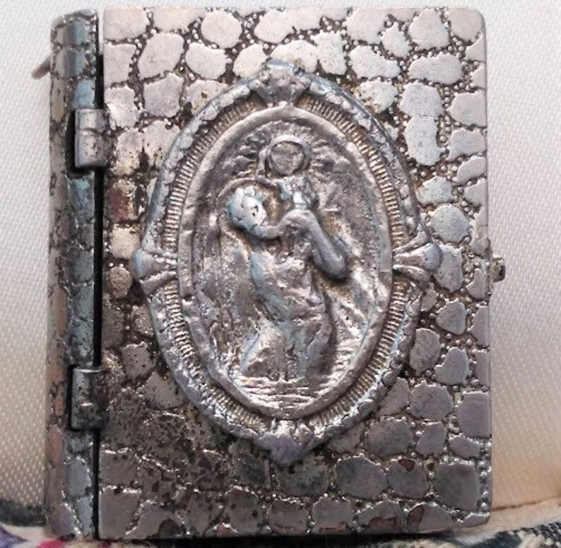 Vintage St. Christopher Locket Pill Box Keepsake Miniature Etsy