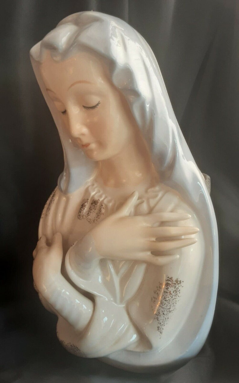 Vintage Mary Madonna Head Bust Vase Planter Figurine Japan Etsy