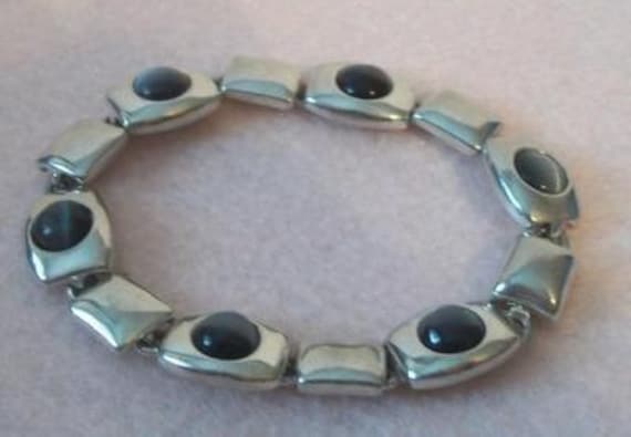 Gray Cats Eye Link Bracelet Vintage Segment Costume Jewelry - Etsy