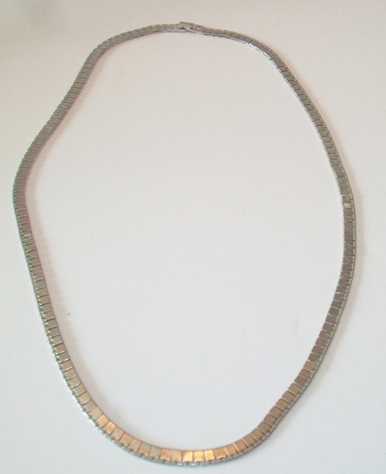 Vintage Monet Flat Square Link Necklace Silver Tone Designer | Etsy