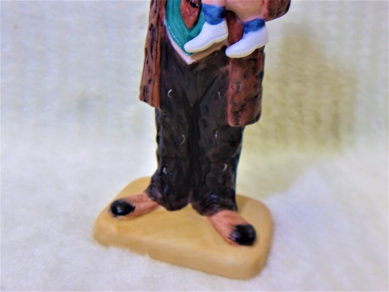 Emmett Kelly Clown Figurine Circus Collection Holding Child Pointing Signed Vintage 1989 Collectible Home Decor