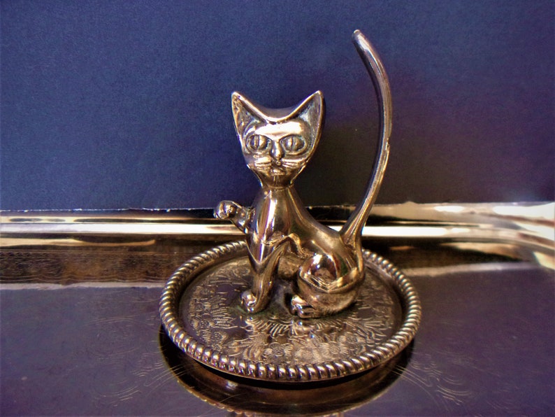Cat Ring Holder Silver Plated Interpur Vintage Kitty Jewelry Etsy