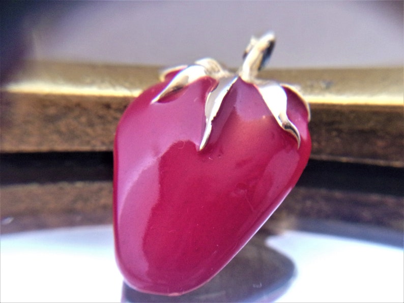 Red Strawberry Pendant Vintage Fruit Jewelry Fashion Etsy