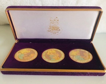 Precious Moments Commemorative Medallion Set of 3 Fall 1993-1994 and Spring Loving Caring Sharing Members Only Set  ALEXLITTLETHINGS