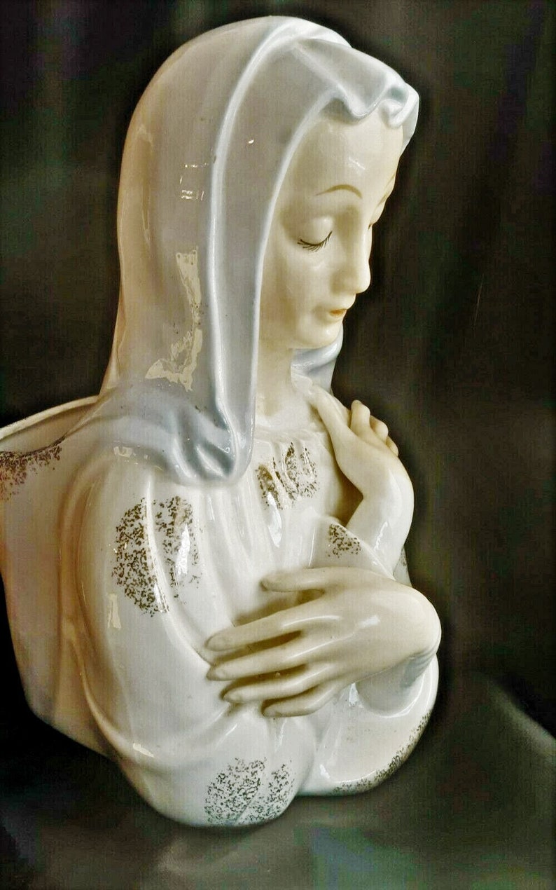 Vintage Mary Madonna Head Bust Vase Planter Figurine Japan Etsy