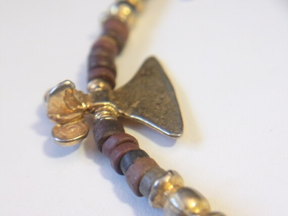 Vintage Brown Beaded Hatchet Necklace Boho Jewelr… - image 9