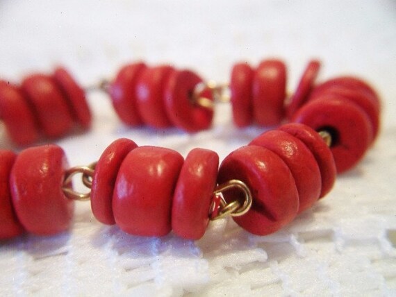 Vintage Beaded Chain Necklace Multi Color Coral Y… - image 3