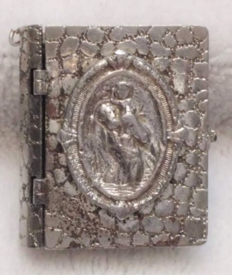 Vintage St. Christopher Locket Pill Box Keepsake Miniature Etsy