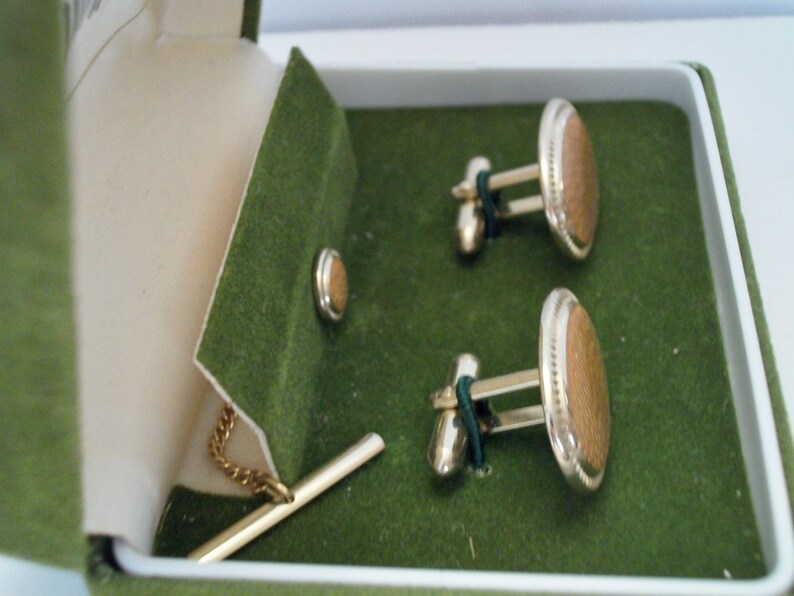 Vintage Swank Cufflinks Tie Pin Set in Original Box Mens Etsy