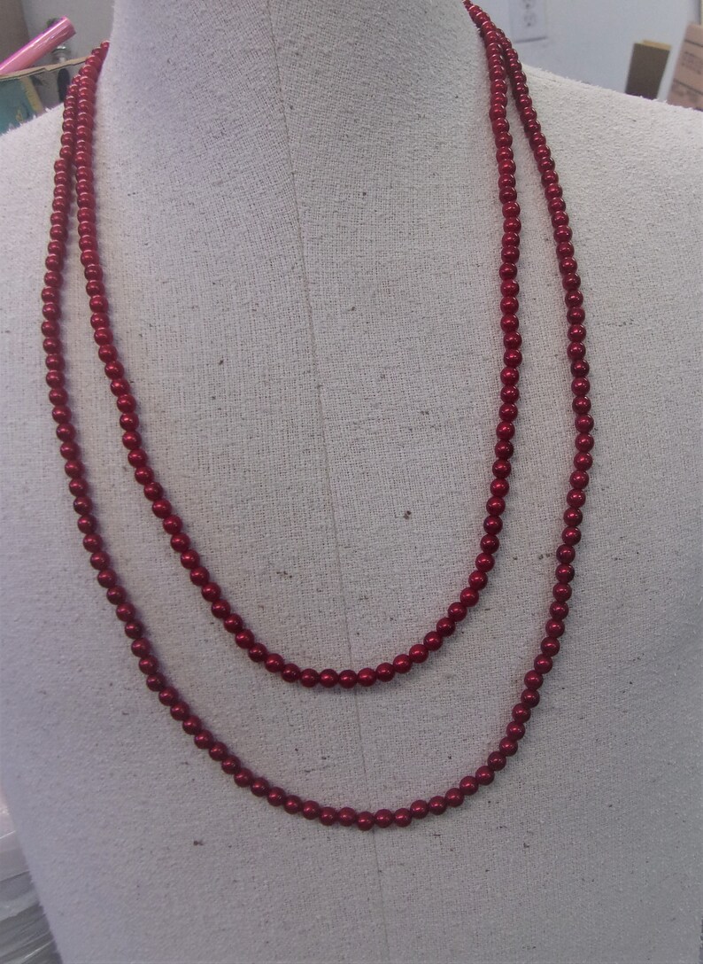Red Pearl Necklace Vintage Multi Strand Jewelry Fashion Accessories For Mom