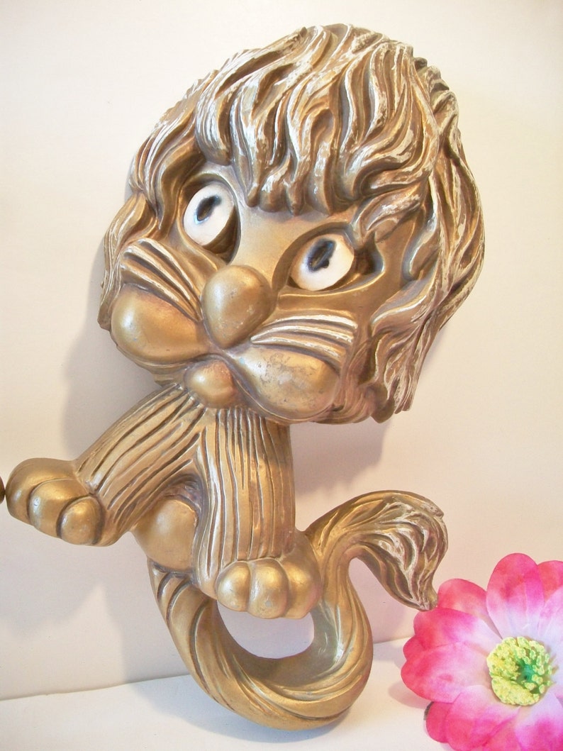 Vintage Homco Gold Lions Wall Decor Kitsch Retro Lion Plaques Etsy