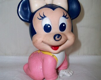 Baby Minnie Mouse Squeak Toy Vintage Disney 1984 Retro Disneyana Nursery Home Decor Baby Gift  Nursery Room alexlittlethings.etsy.com