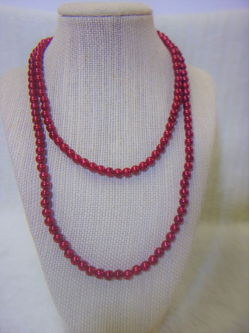 Red Pearl Necklace Vintage Multi Strand Jewelry Fashion Accessories For Mom