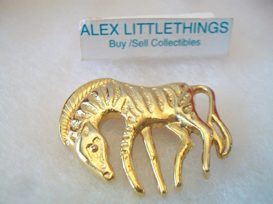 SALE Gold Tone Zebra Brooch Pin Wild Animal Africa Safari Etsy