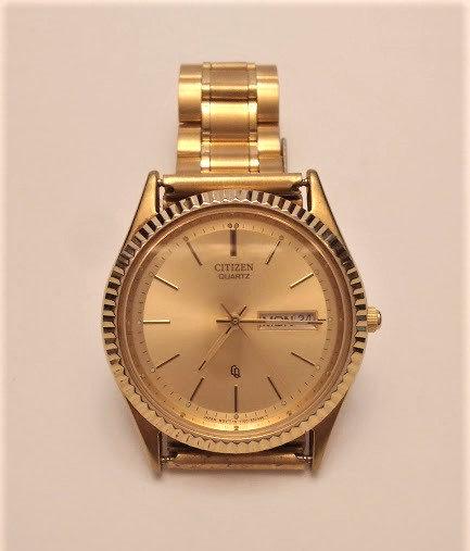 Gold watch quartz sale