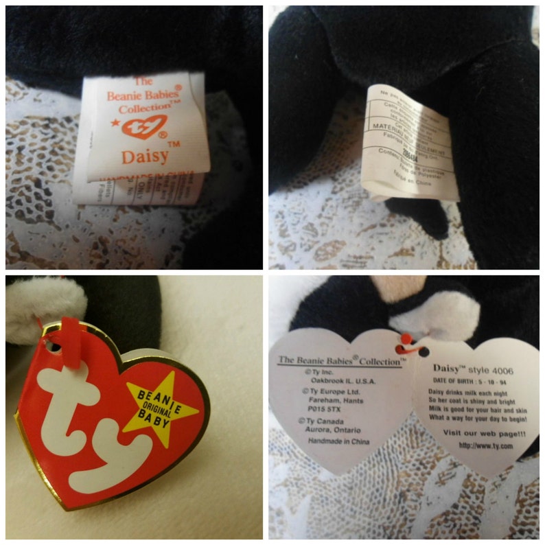 Rare TY 1993/94 Beanie Baby Daisy Cow Retired 2 Tush Tags No - Etsy