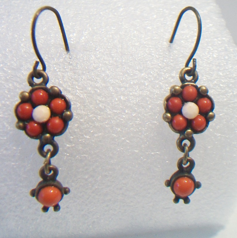 SALE Red Orange Floral Earrings Dangle Drop Beaded Flower Jewelry Boho Fashion Accessories For Her SALE