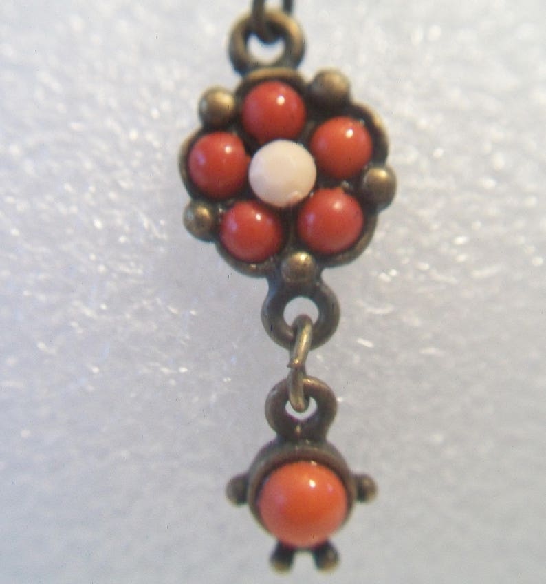 SALE Red Orange Floral Earrings Dangle Drop Beaded Flower Jewelry Boho Fashion Accessories For Her SALE