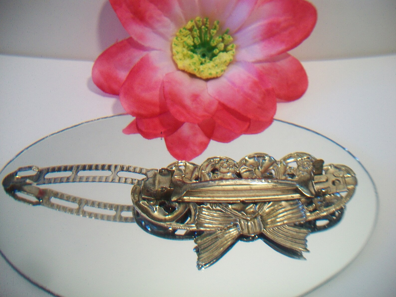 Vintage Metal Triple Heart Barrette Bow Hair Clip Feminine Etsy