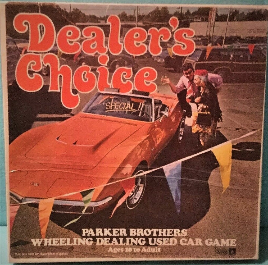 SALE 1972 Dealers Choice Board Game Parker Brothers Vintage Used Car