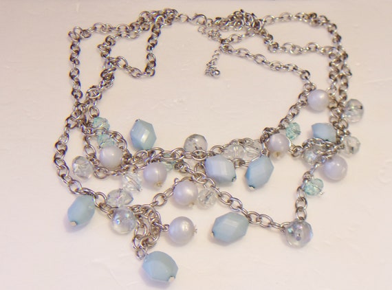 Blue Multi Strand Necklace Beaded Chain Jewelry F… - image 7