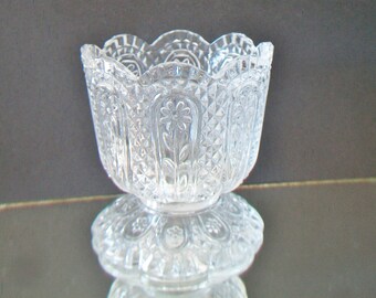 Avon Scalloped Cut Glass Dish Candy Candle Vase Collectible Home Decor