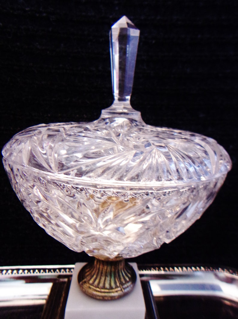 Vintage Pedestal Candy Dish Elegant Crystal Collectible Home Etsy