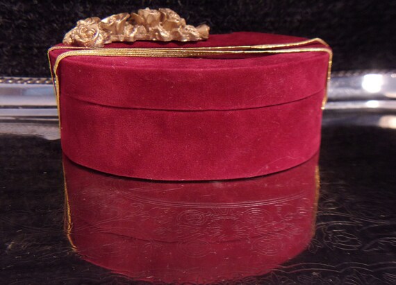 Red Velvet Jewelry Trinket Box Vintage Romantic R… - image 7