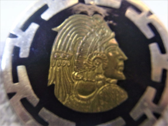 Large Pin Brooch Aztec Design Cameo of Cuauhtemoc… - image 2