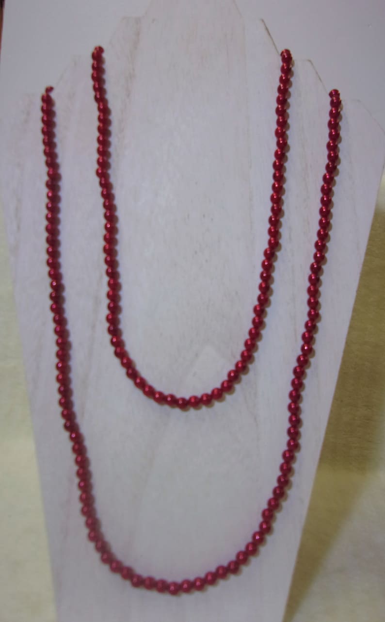 Red Pearl Necklace Vintage Multi Strand Jewelry Fashion Accessories For Mom
