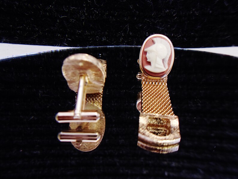 Swank Trojan Cameo Cufflinks Tie Pin Men's Vintage Jewelry Etsy