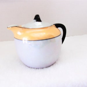 Vintage Lusterware Iridescent Creamer/ Teapot/Creamer Germany Pearl white With Violet Porcelain Orange Black .etsy.com/shop/ALEXLITTLETHINGS image 6