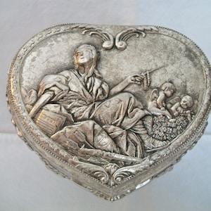 Cherub Heart Jewelry Trinket Box Vintage Lady Sword Cupid Art Nouveau Valentines Day Love Gift for Her Mom alexlittlethings.etsy.com