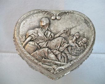 Cherub Heart Jewelry Trinket Box Vintage Lady Sword Cupid Art Nouveau Valentines Day Love Gift for Her Mom alexlittlethings.etsy.com