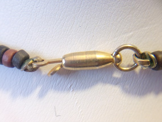 Vintage Brown Beaded Hatchet Necklace Boho Jewelr… - image 7