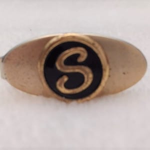 Vintage Letter S Initial Monogram Small Tie Clip Bar Gold Tone Black Enamel Men's Jewelry Gift for Him Dad  alexlittlethings.etsy.com